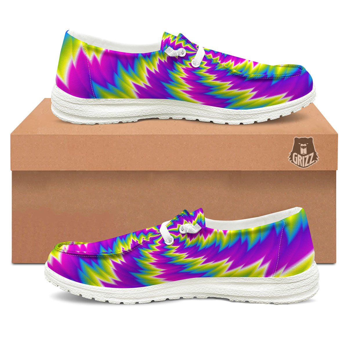 Illusion Optical Psychedelic Radiant Black Loafers-grizzshop