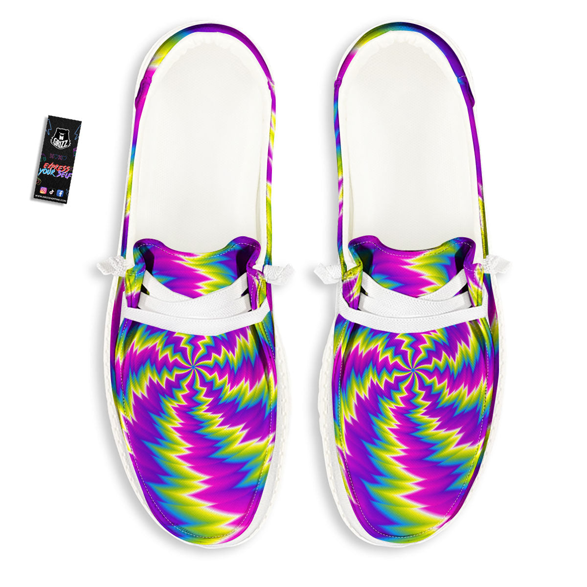 Illusion Optical Psychedelic Radiant Black Loafers-grizzshop