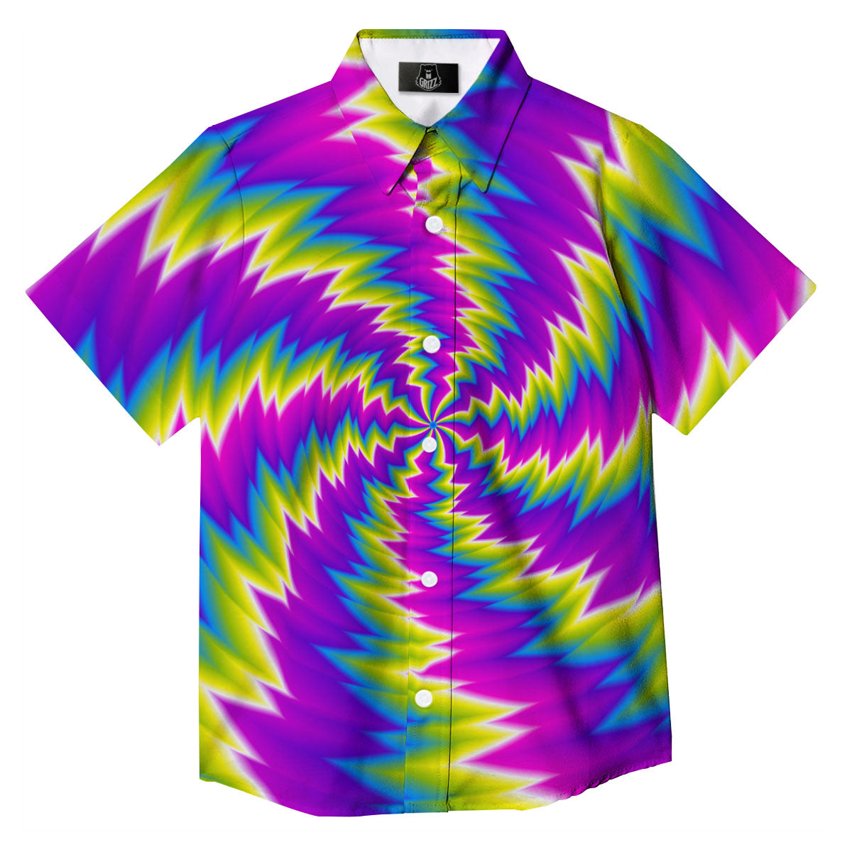 Illusion Optical Psychedelic Radiant Button Up Shirt-grizzshop