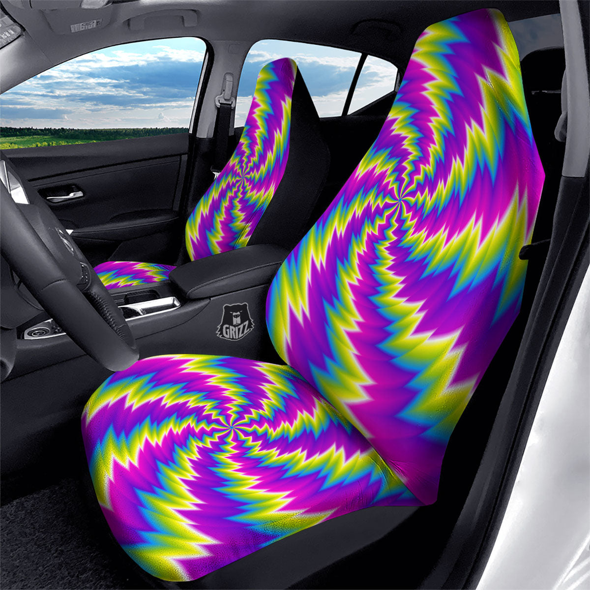 Illusion Optical Psychedelic Radiant Car Seat Covers-grizzshop