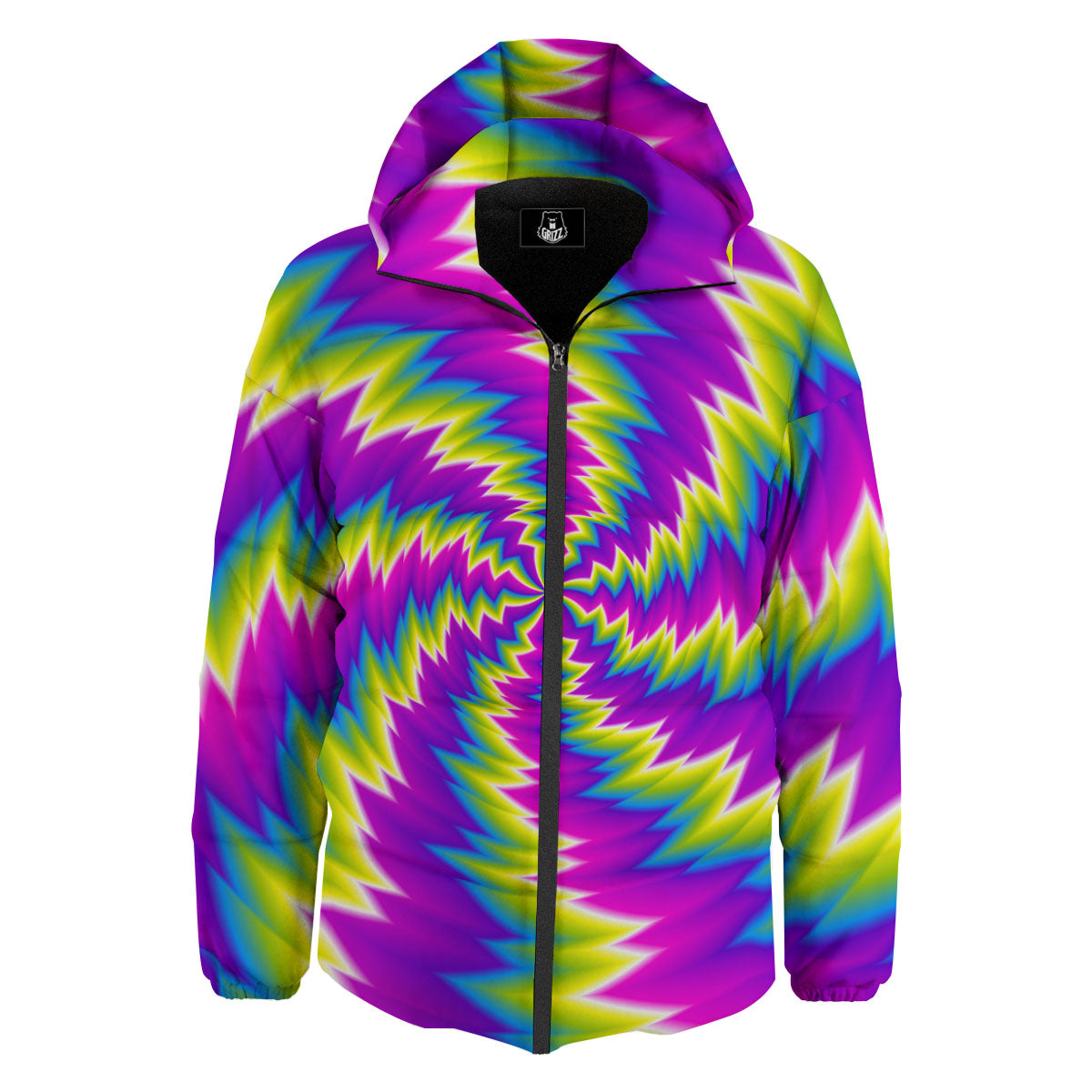 Illusion Optical Psychedelic Radiant Down Jacket-grizzshop