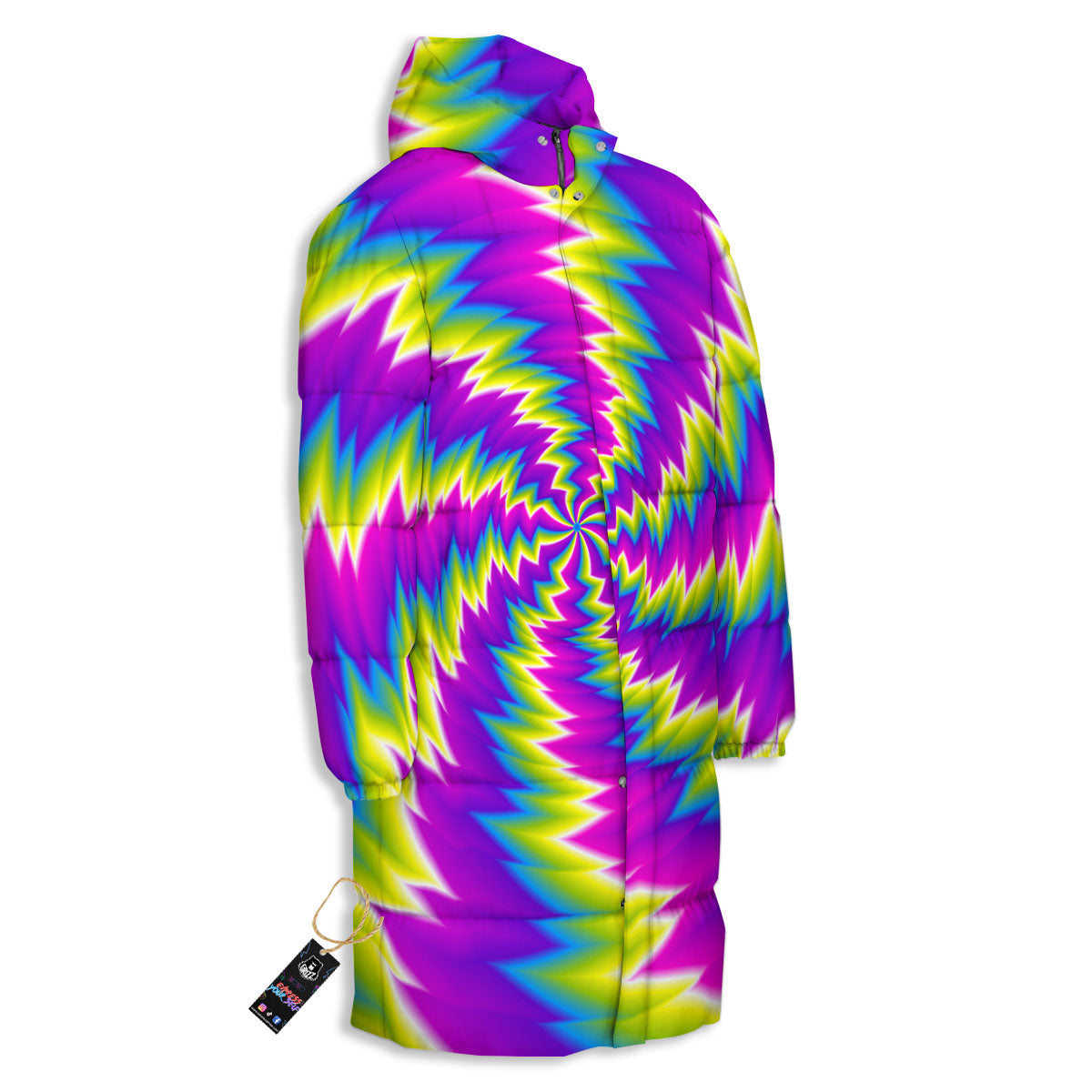 Illusion Optical Psychedelic Radiant Long Down Jacket-grizzshop