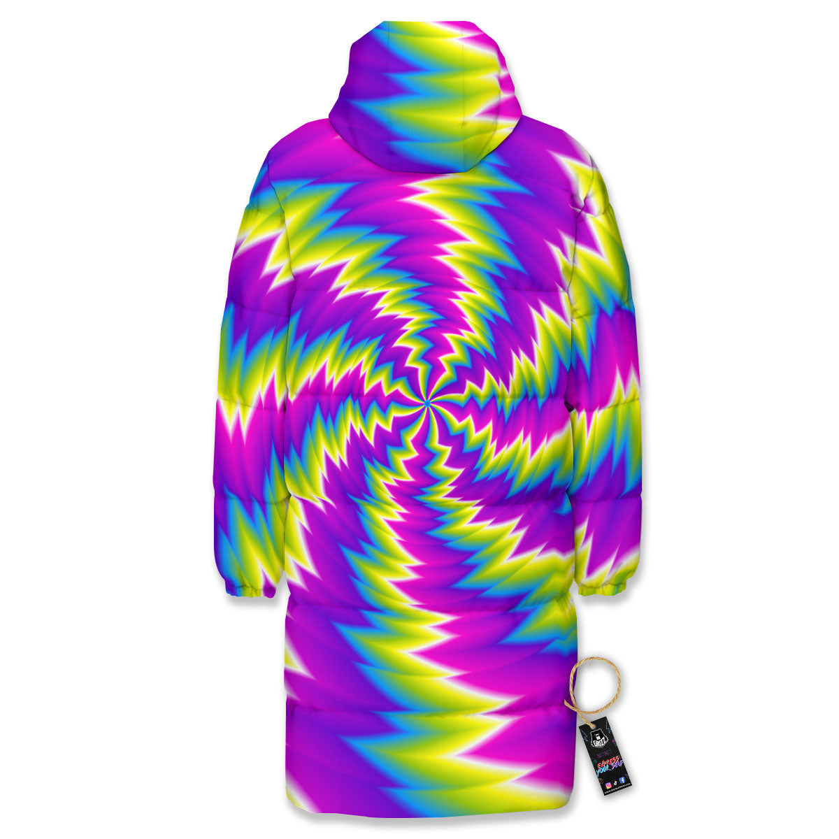 Illusion Optical Psychedelic Radiant Long Down Jacket-grizzshop