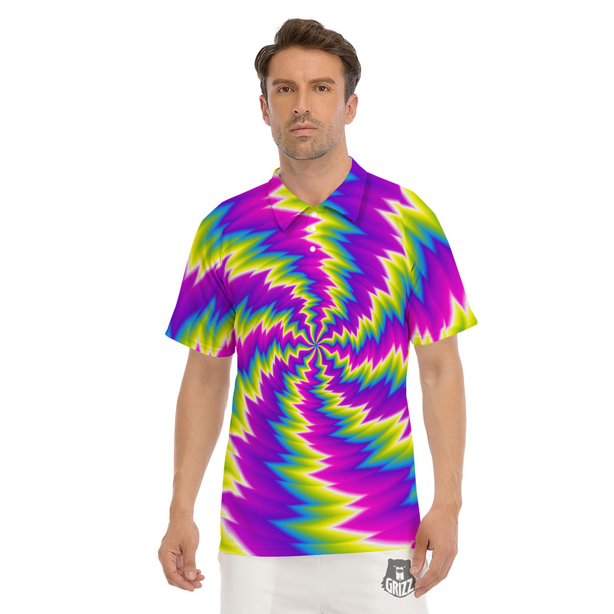Illusion Optical Psychedelic Radiant Men's Golf Shirts-grizzshop