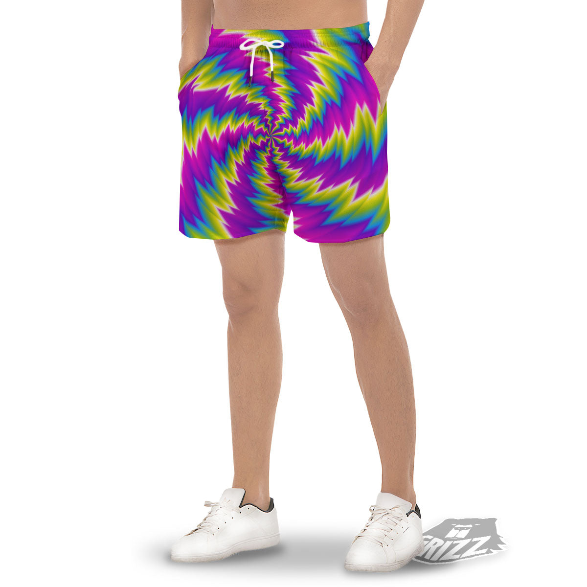 Illusion Optical Psychedelic Radiant Men's Gym Shorts-grizzshop