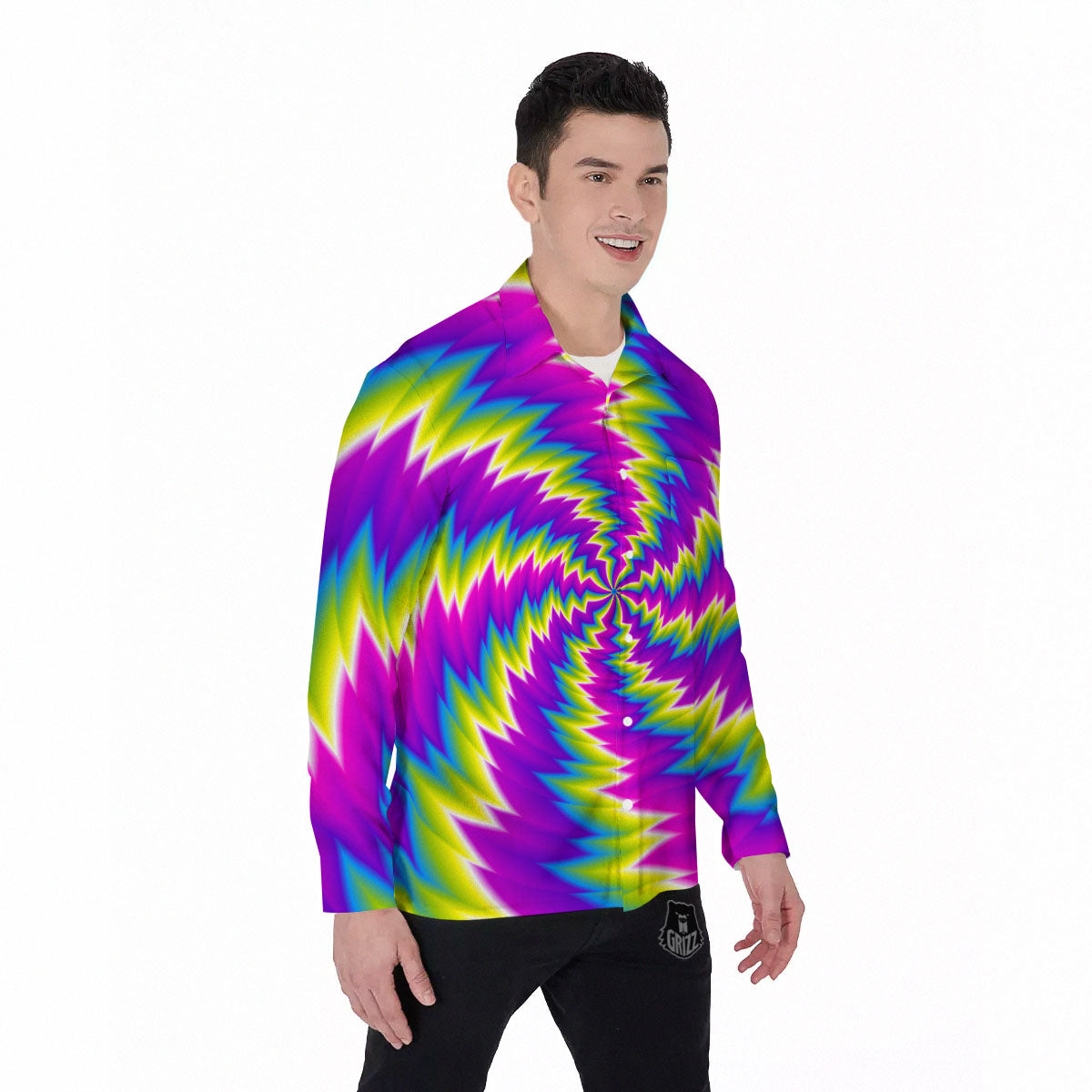 Illusion Optical Psychedelic Radiant Men's Long Sleeve Shirts-grizzshop