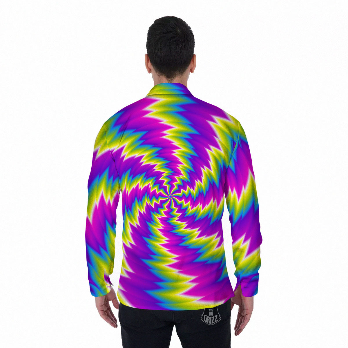 Illusion Optical Psychedelic Radiant Men's Long Sleeve Shirts-grizzshop