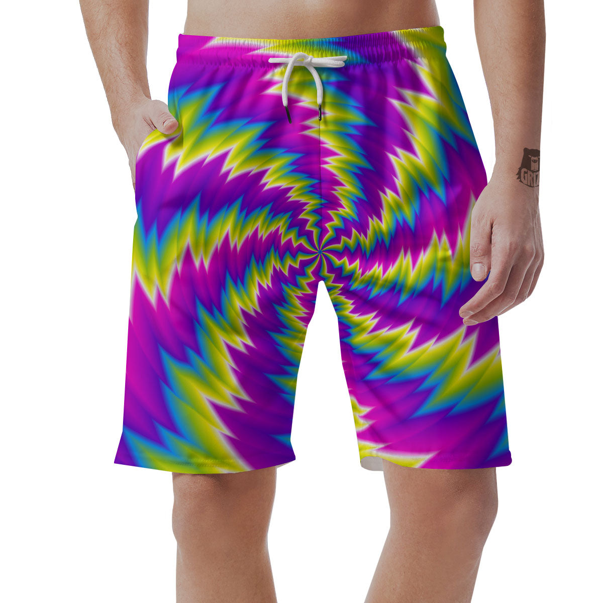 Illusion Optical Psychedelic Radiant Men's Shorts-grizzshop