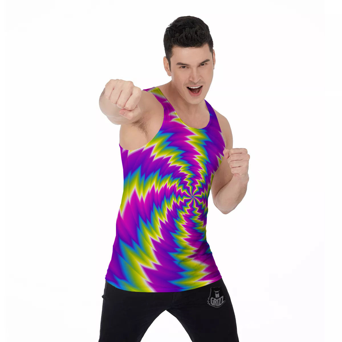 Illusion Optical Psychedelic Radiant Men's Tank Top-grizzshop