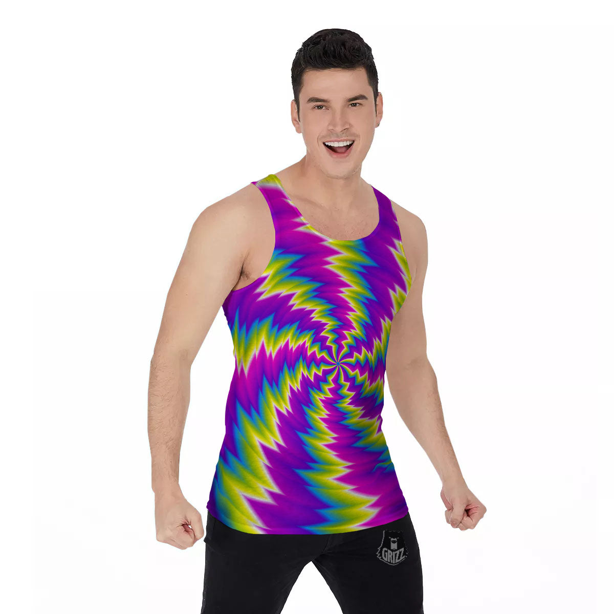 Illusion Optical Psychedelic Radiant Men's Tank Top-grizzshop