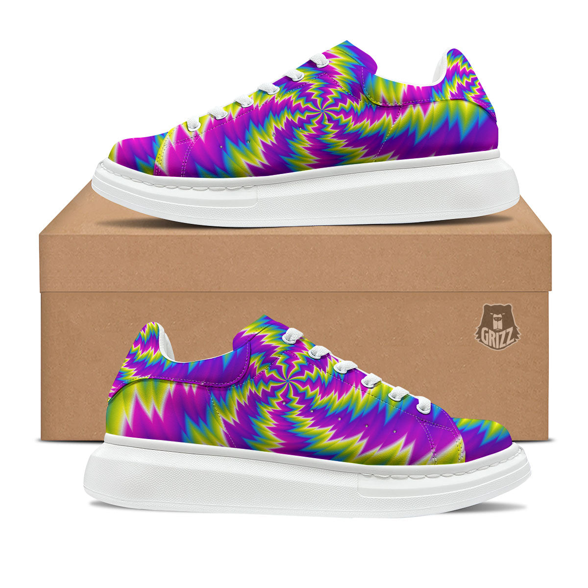 Illusion Optical Psychedelic Radiant Platform Shoes-grizzshop