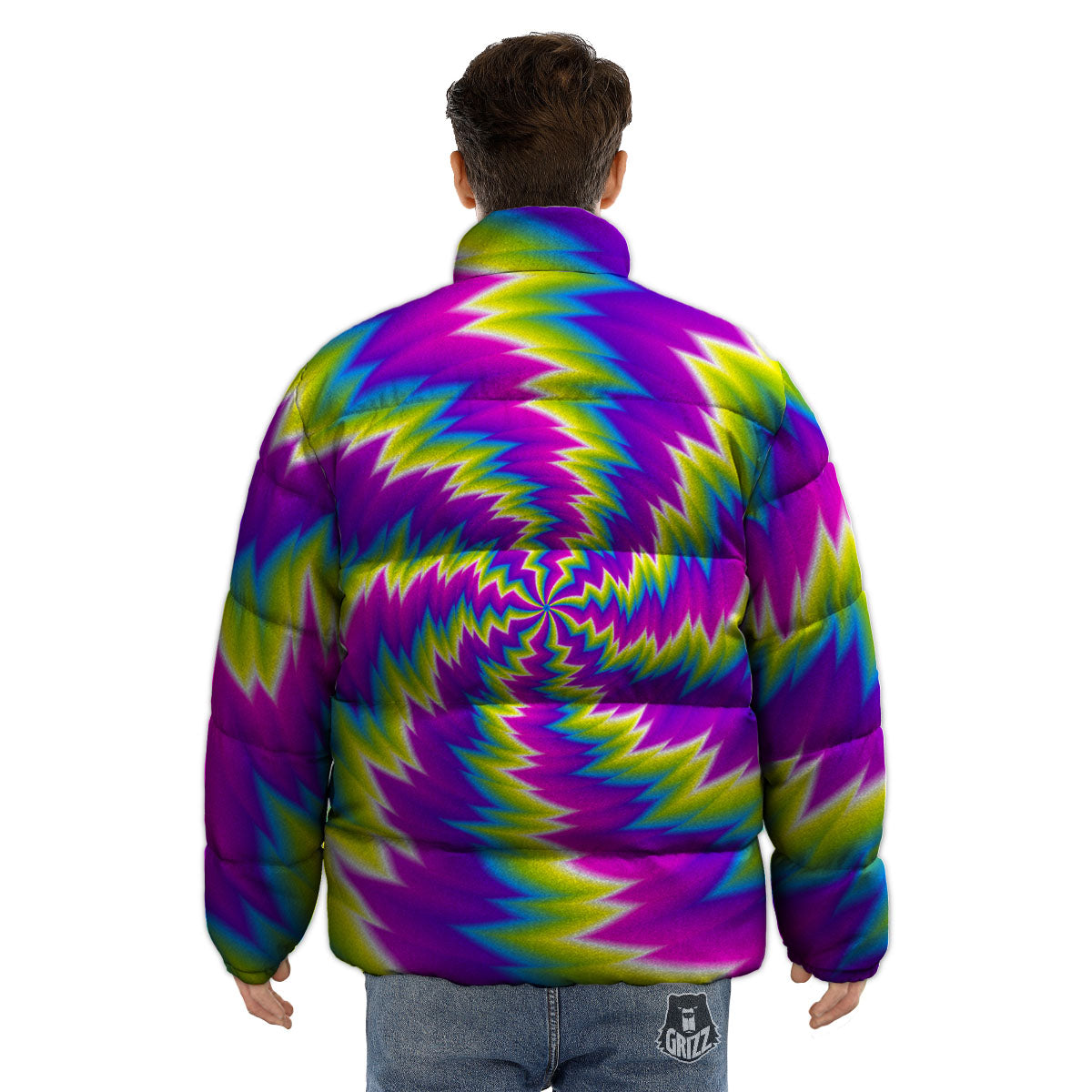 Illusion Optical Psychedelic Radiant Puffer Jacket-grizzshop