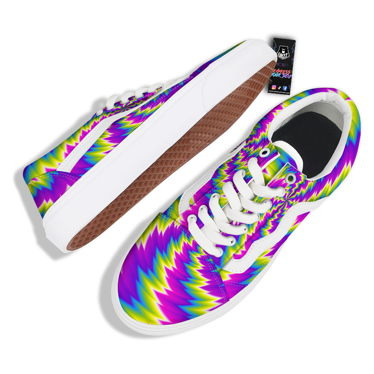 Illusion Optical Psychedelic Radiant Skate Shoes-grizzshop