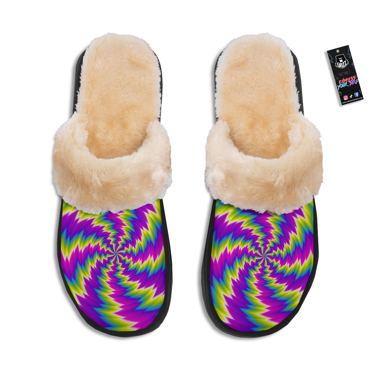 Illusion Optical Psychedelic Radiant Slippers-grizzshop