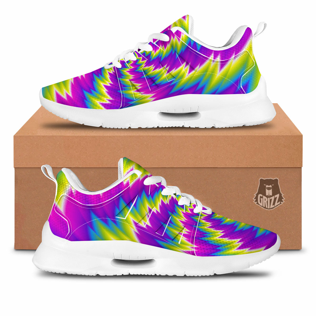 Illusion Optical Psychedelic Radiant Tennis Shoes-grizzshop
