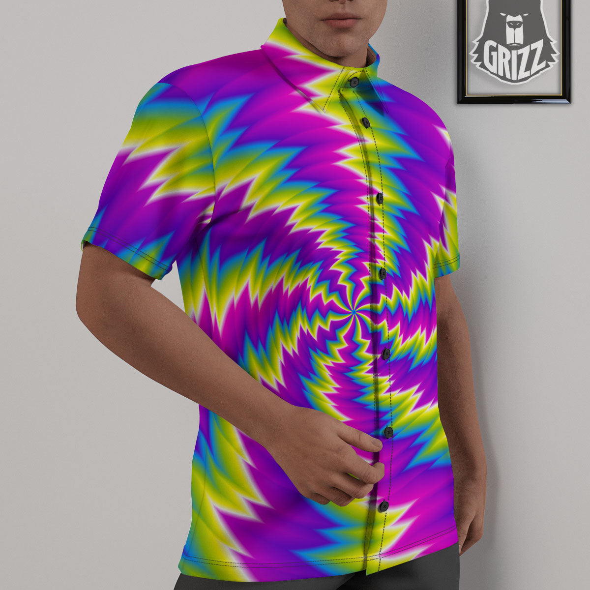 Illusion Optical Psychedelic Radiant Untucked Shirts-grizzshop