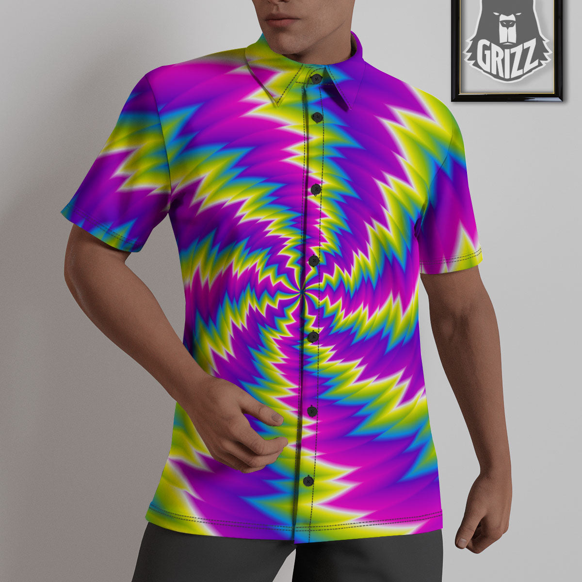 Illusion Optical Psychedelic Radiant Untucked Shirts-grizzshop