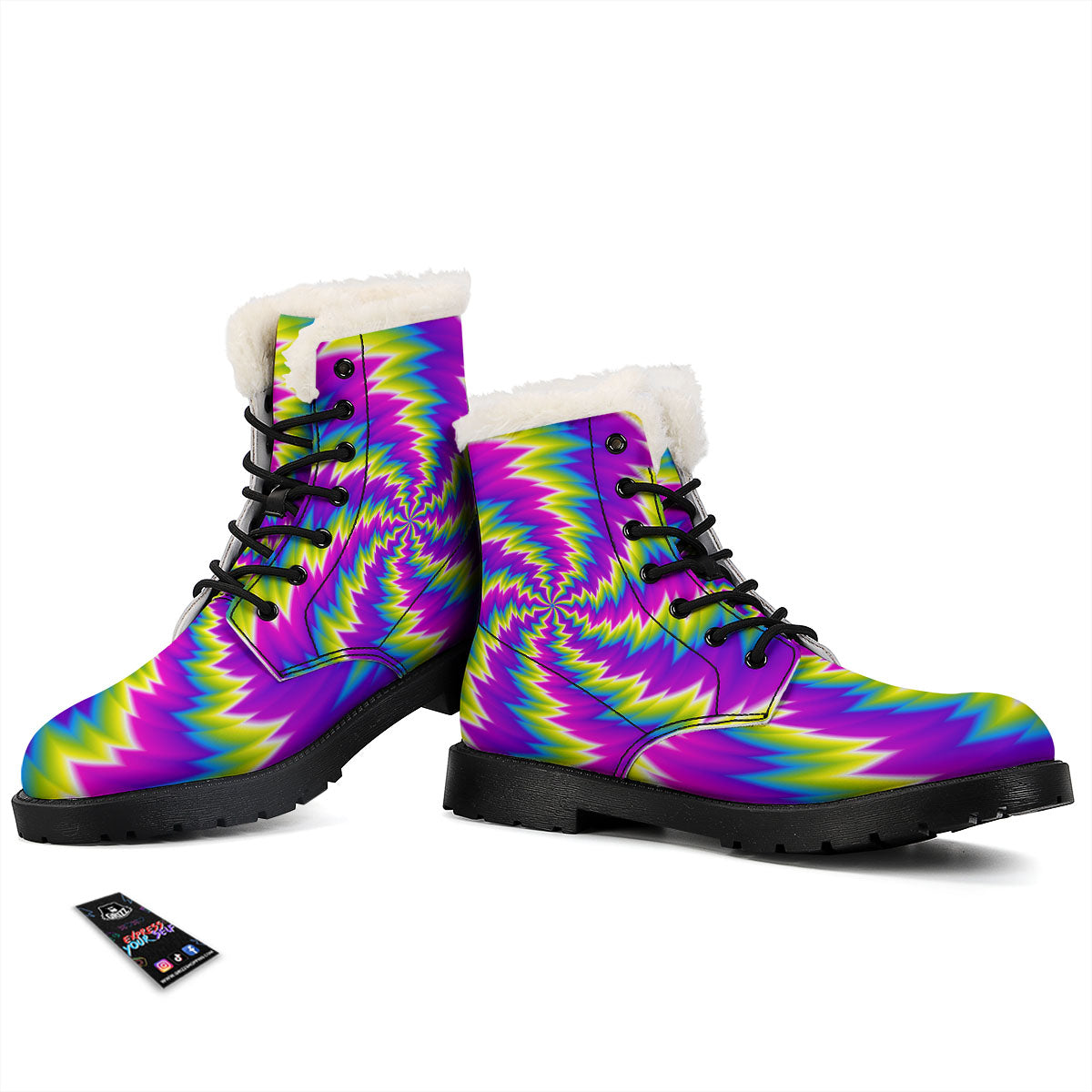 Illusion Optical Psychedelic Radiant Winter Boots-grizzshop