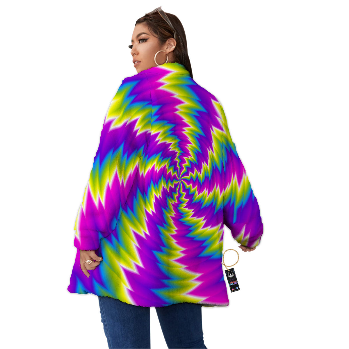 Illusion Optical Psychedelic Radiant Women's Sherpa Jacket-grizzshop