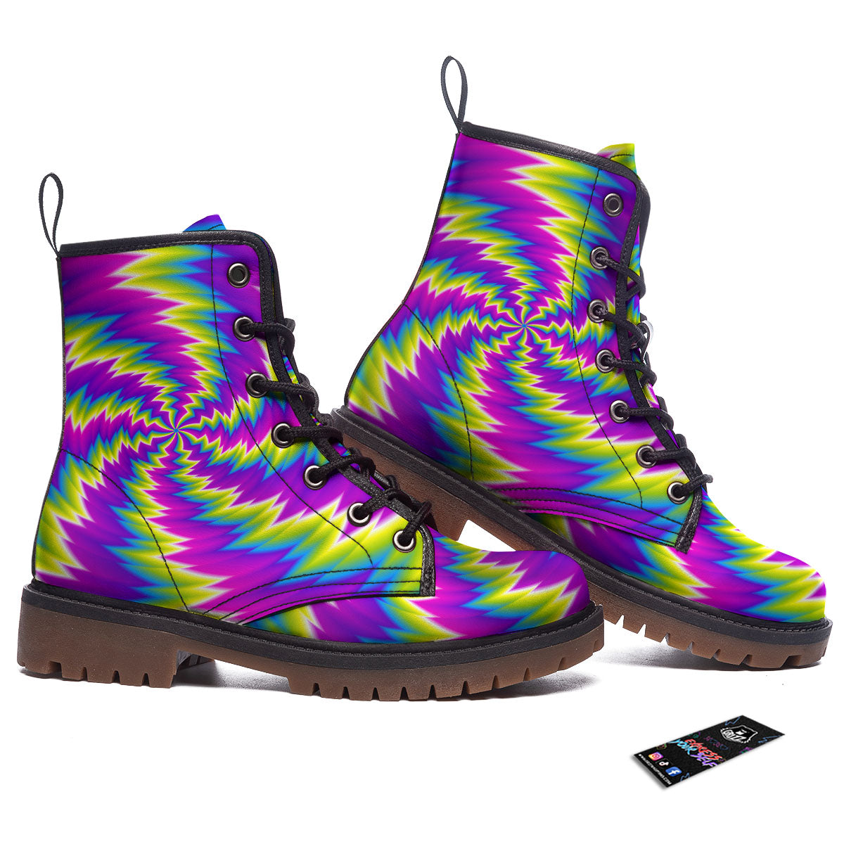 Illusion Optical Psychedelic Radiant Work Boots-grizzshop