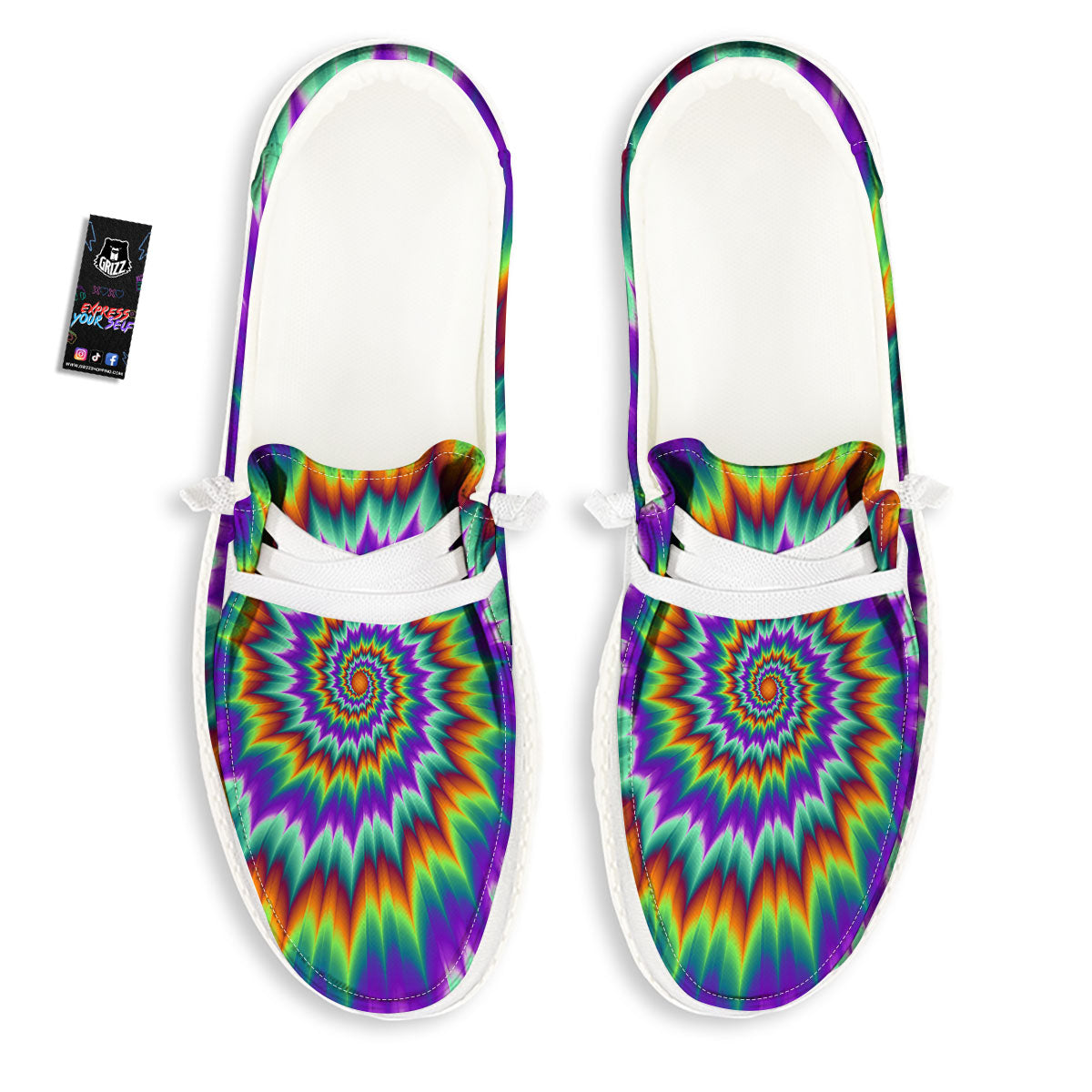 Illusion Optical Psychedelic Spiral Black Loafers-grizzshop