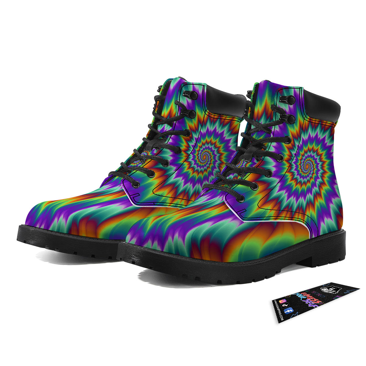 Illusion Optical Psychedelic Spiral Boots-grizzshop
