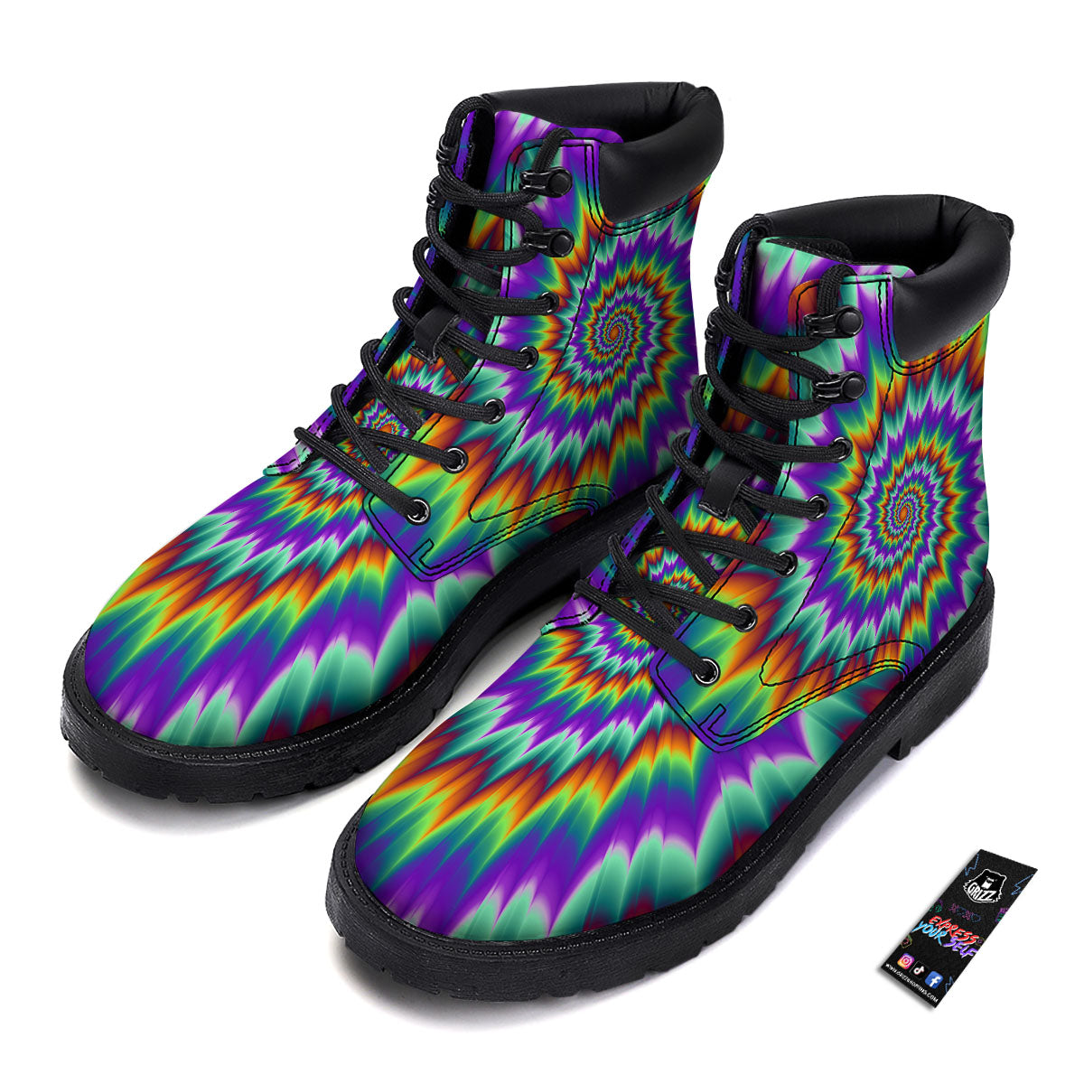 Illusion Optical Psychedelic Spiral Boots-grizzshop