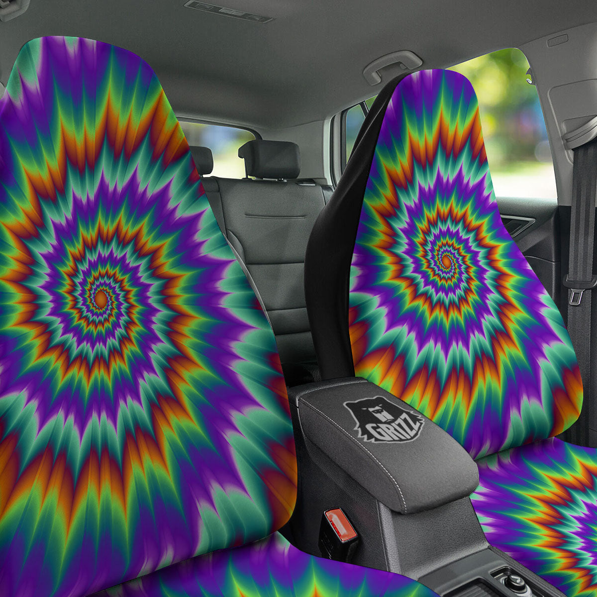 Illusion Optical Psychedelic Spiral Car Seat Covers-grizzshop