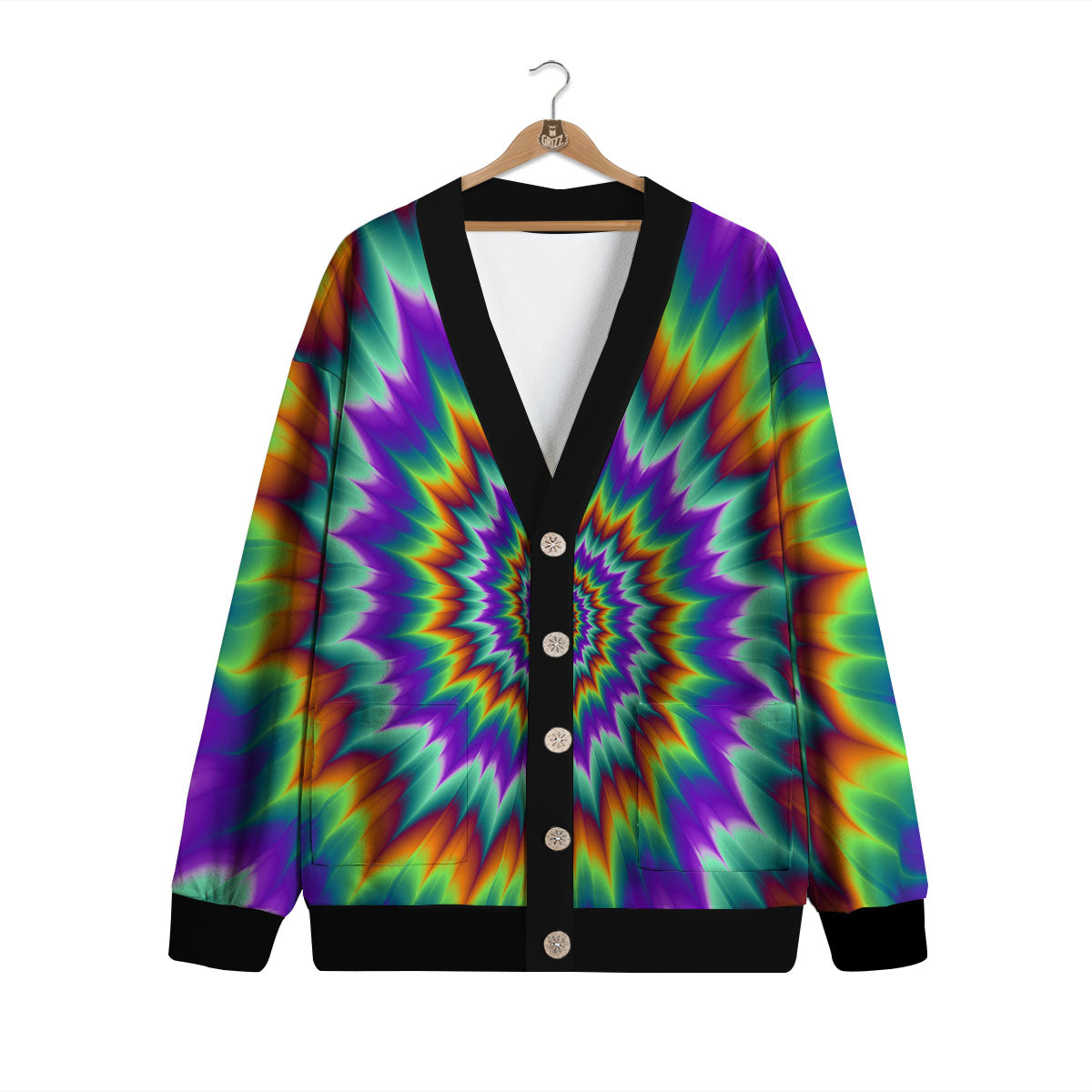 Illusion Optical Psychedelic Spiral Cardigan-grizzshop
