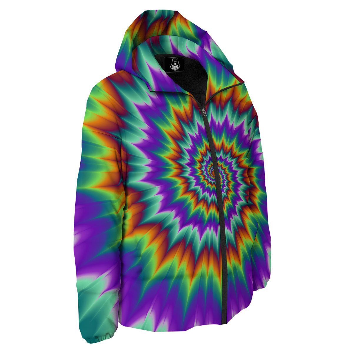 Illusion Optical Psychedelic Spiral Down Jacket-grizzshop