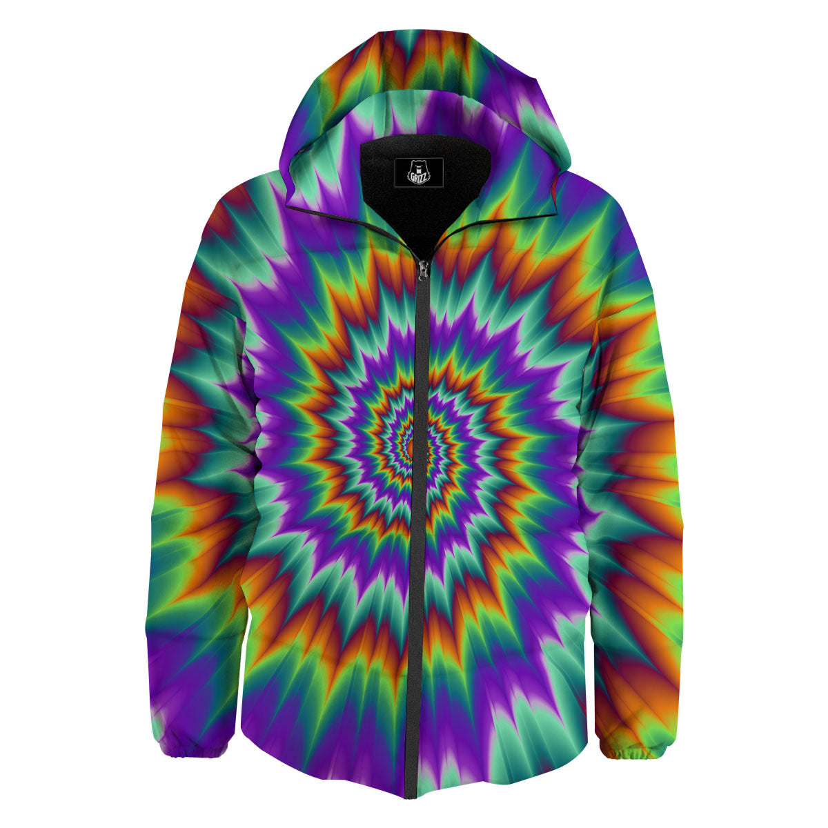 Illusion Optical Psychedelic Spiral Down Jacket-grizzshop