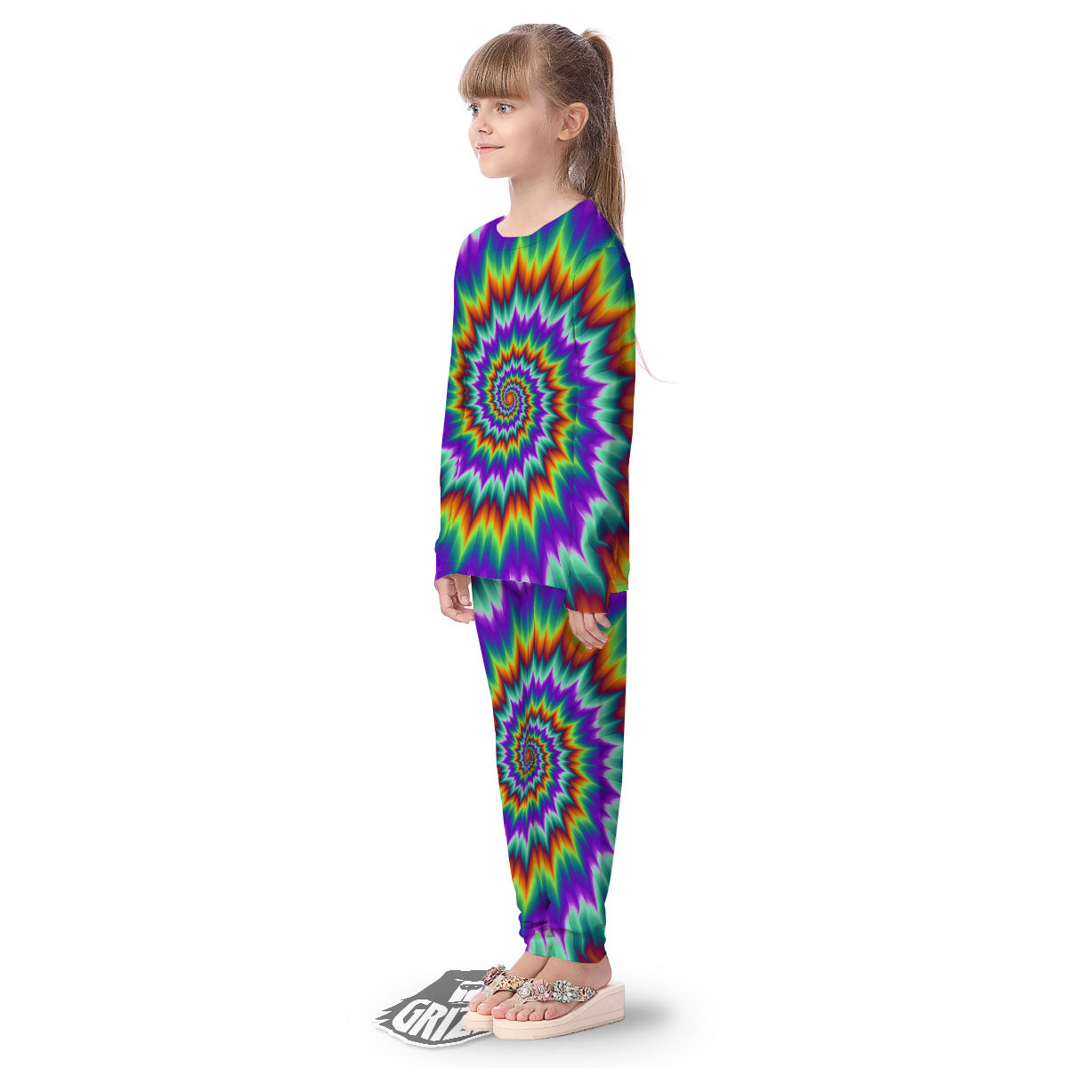 Illusion Optical Psychedelic Spiral Kid's Pajamas-grizzshop