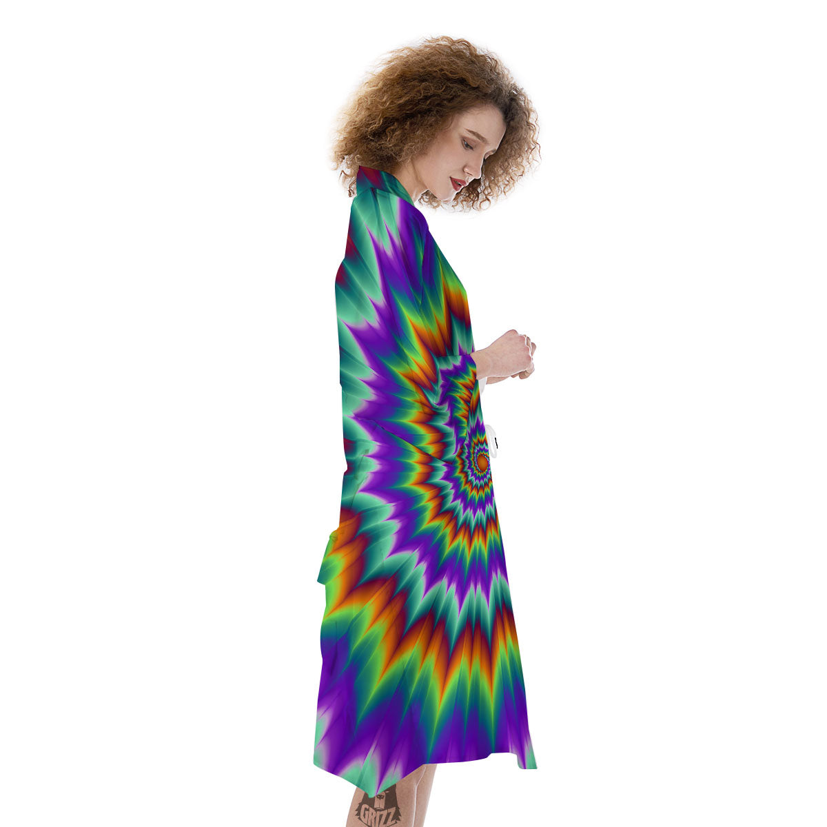 Illusion Optical Psychedelic Spiral Kimono-grizzshop