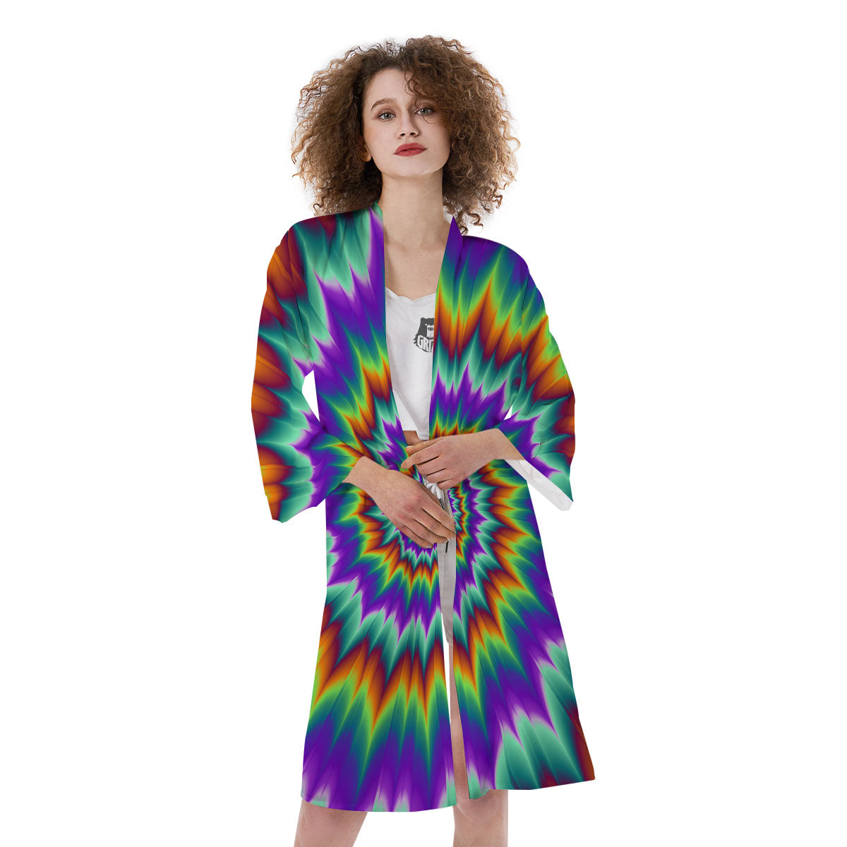 Illusion Optical Psychedelic Spiral Kimono-grizzshop