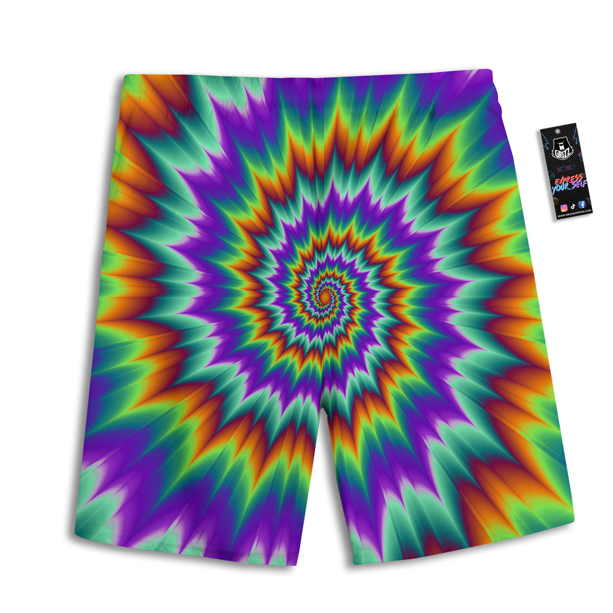 Illusion Optical Psychedelic Spiral Men's Athletic Shorts