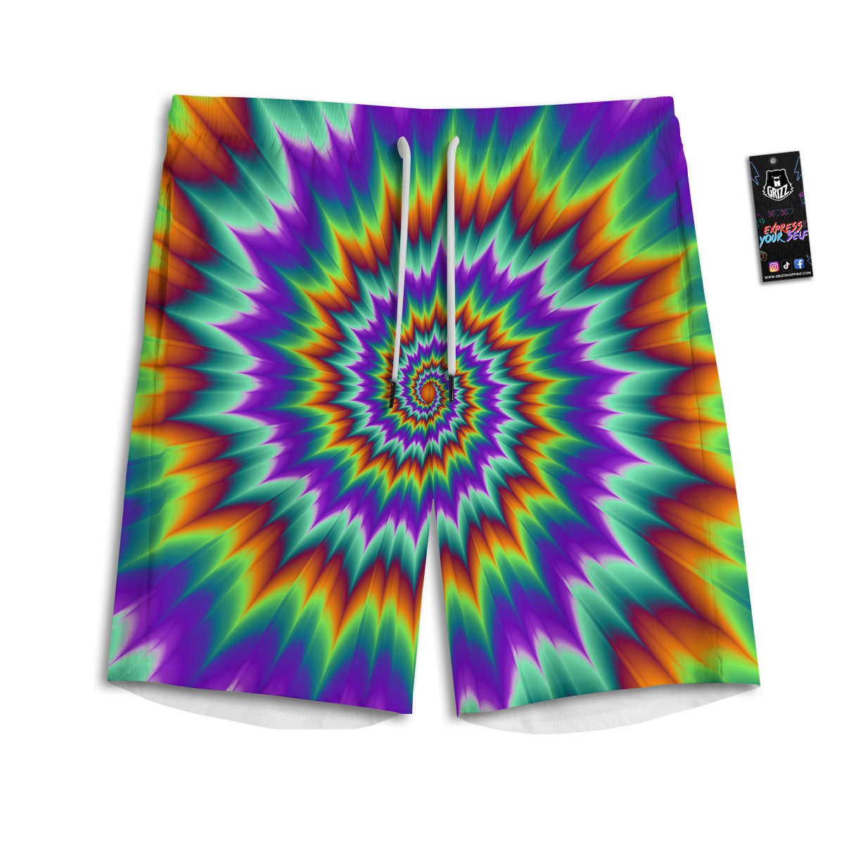 Illusion Optical Psychedelic Spiral Men's Athletic Shorts