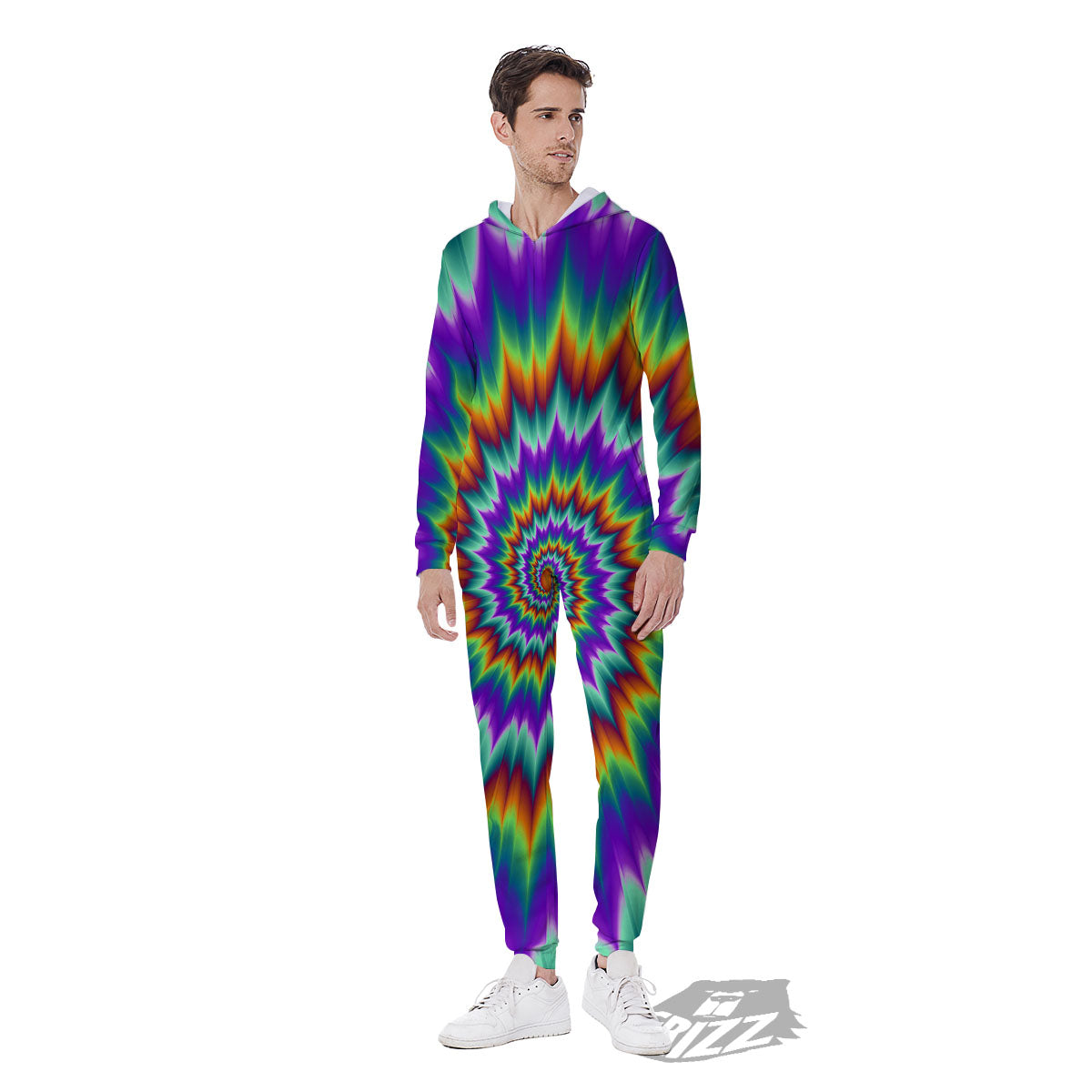 Illusion Optical Psychedelic Spiral Men's Jumpsuit-grizzshop