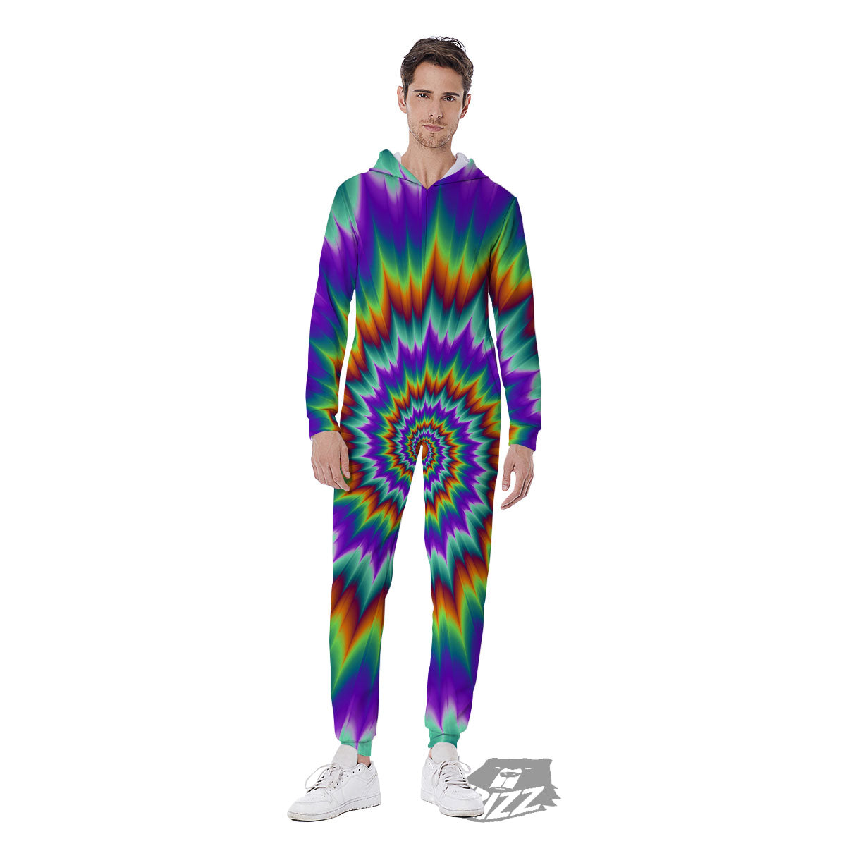 Illusion Optical Psychedelic Spiral Men's Jumpsuit-grizzshop