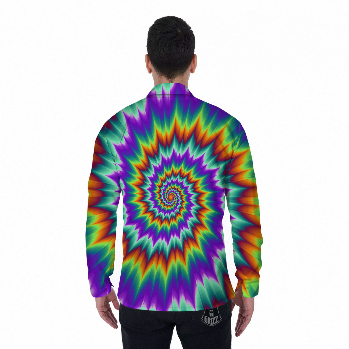 Illusion Optical Psychedelic Spiral Men's Long Sleeve Shirts-grizzshop