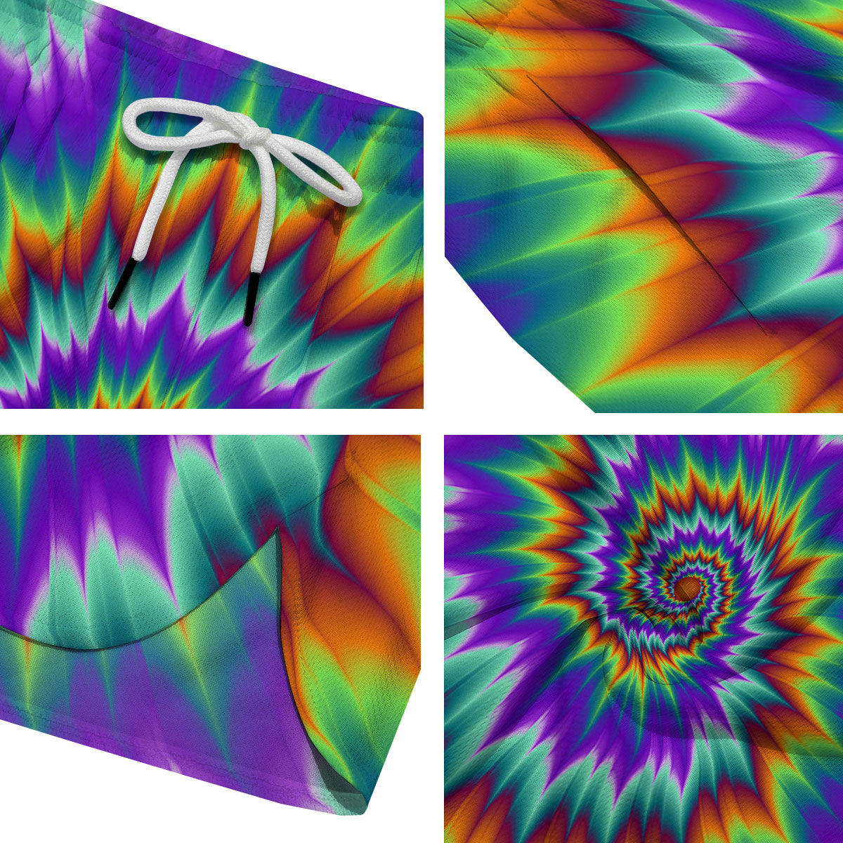 Illusion Optical Psychedelic Spiral Men's Running Shorts-grizzshop