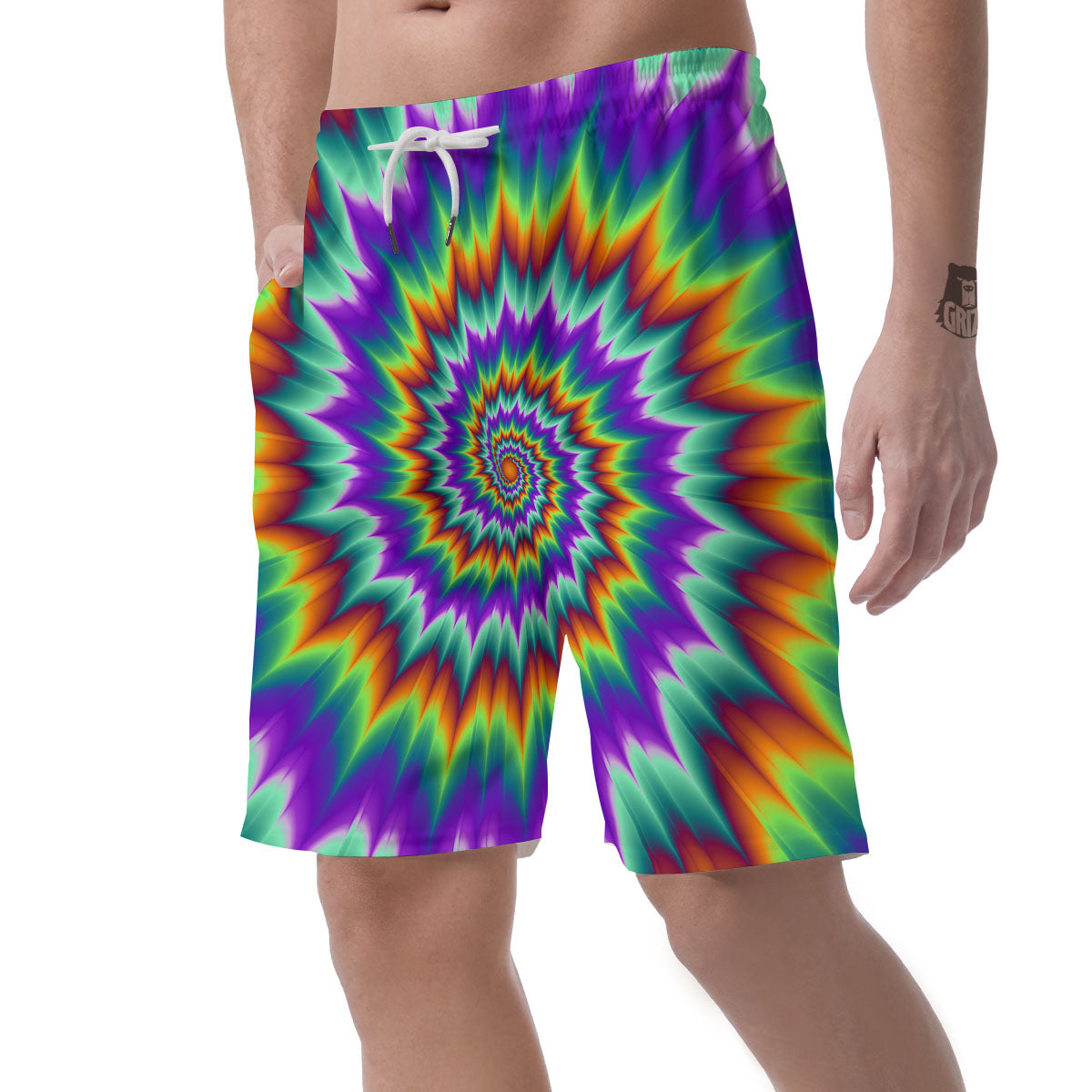 Illusion Optical Psychedelic Spiral Men's Shorts-grizzshop