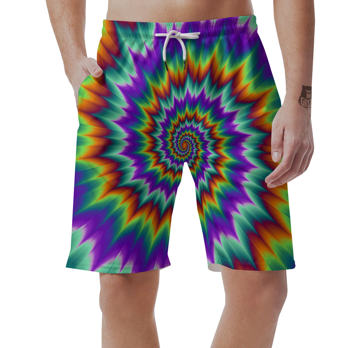 Illusion Optical Psychedelic Spiral Men's Shorts-grizzshop