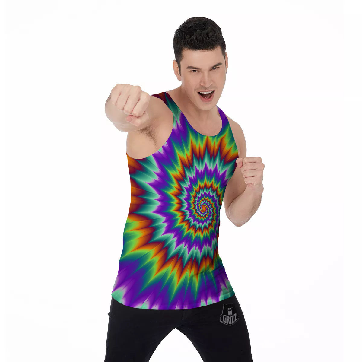 Illusion Optical Psychedelic Spiral Men's Tank Top-grizzshop