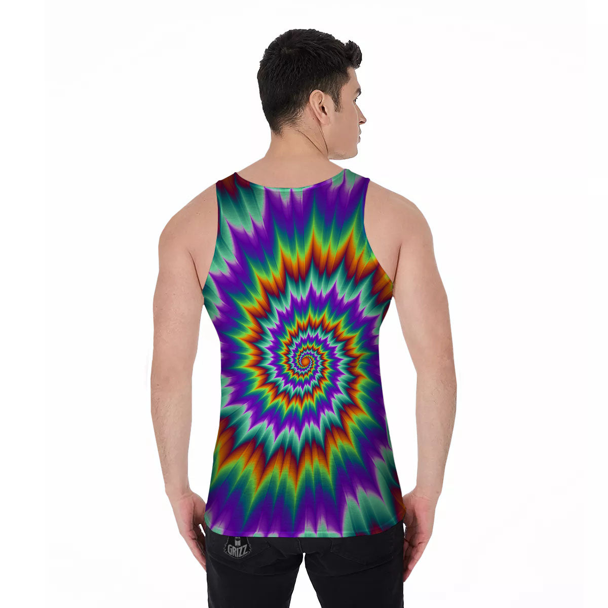 Illusion Optical Psychedelic Spiral Men's Tank Top-grizzshop