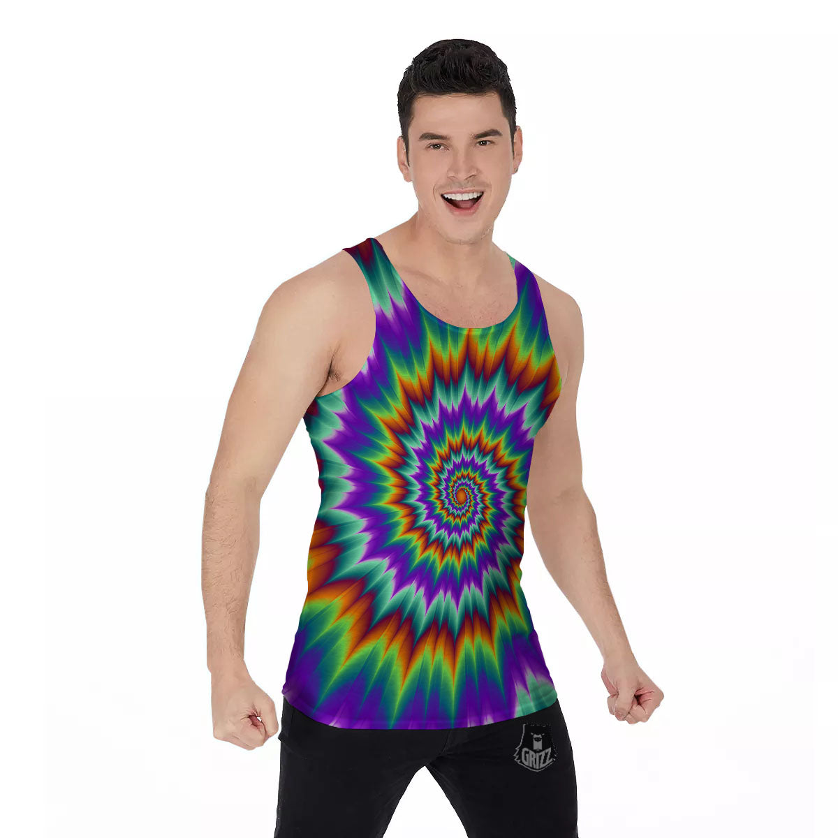 Illusion Optical Psychedelic Spiral Men's Tank Top-grizzshop