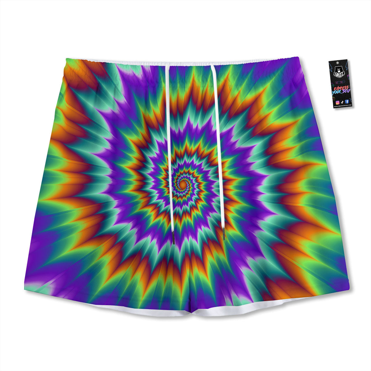 Illusion Optical Psychedelic Spiral Mesh Shorts