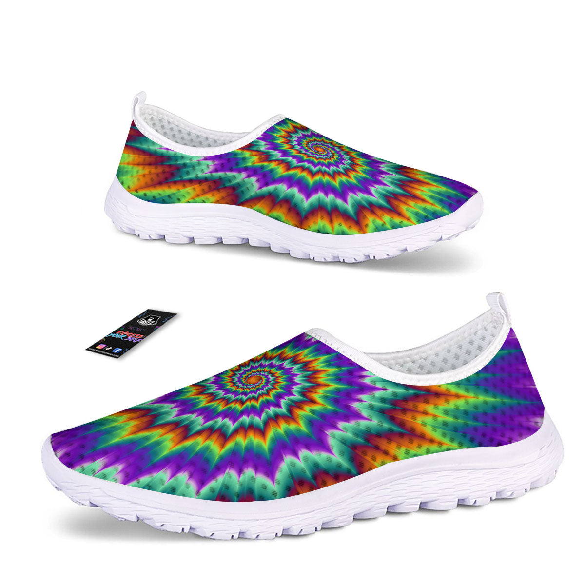 Illusion Optical Psychedelic Spiral Nurse Shoes-grizzshop