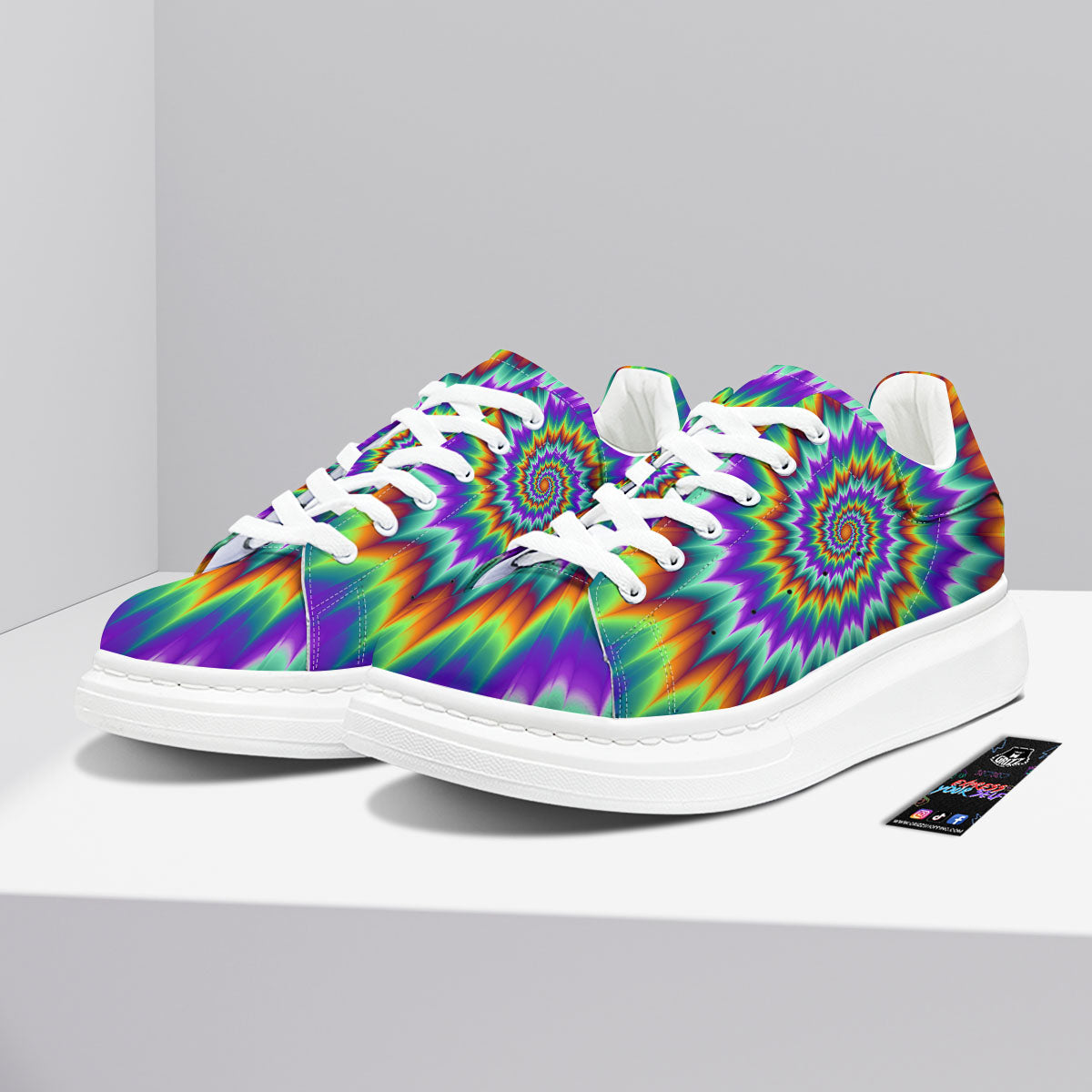 Illusion Optical Psychedelic Spiral Platform Shoes-grizzshop