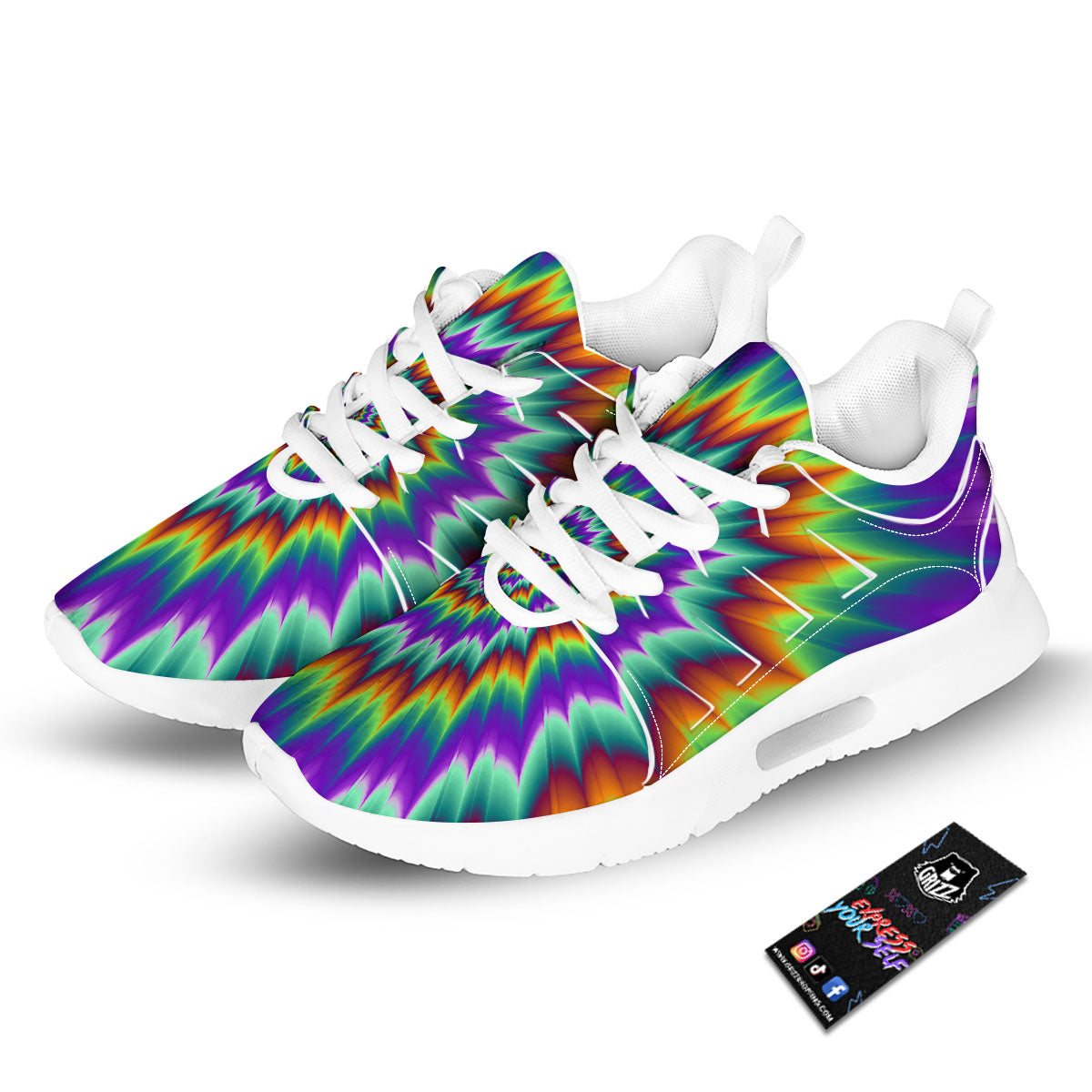 Illusion Optical Psychedelic Spiral Tennis Shoes-grizzshop