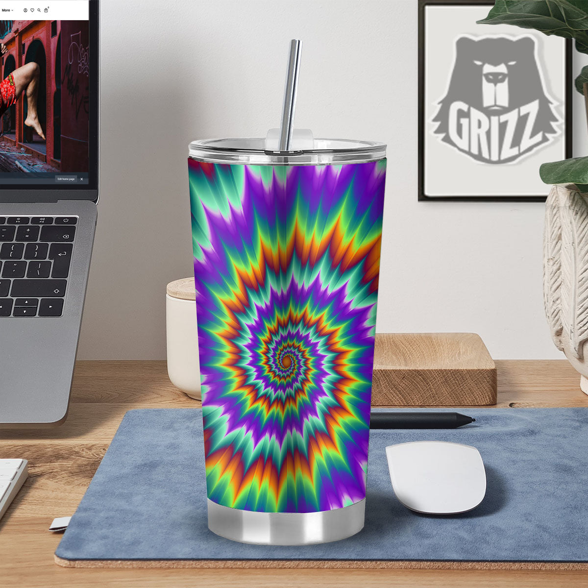Illusion Optical Psychedelic Spiral Tumbler-grizzshop